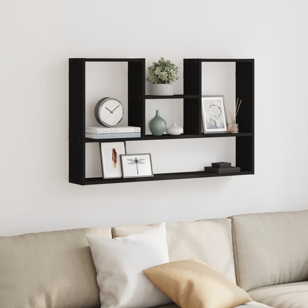 Zidna polica crna 99x15x60 cm konstruirano drvo
