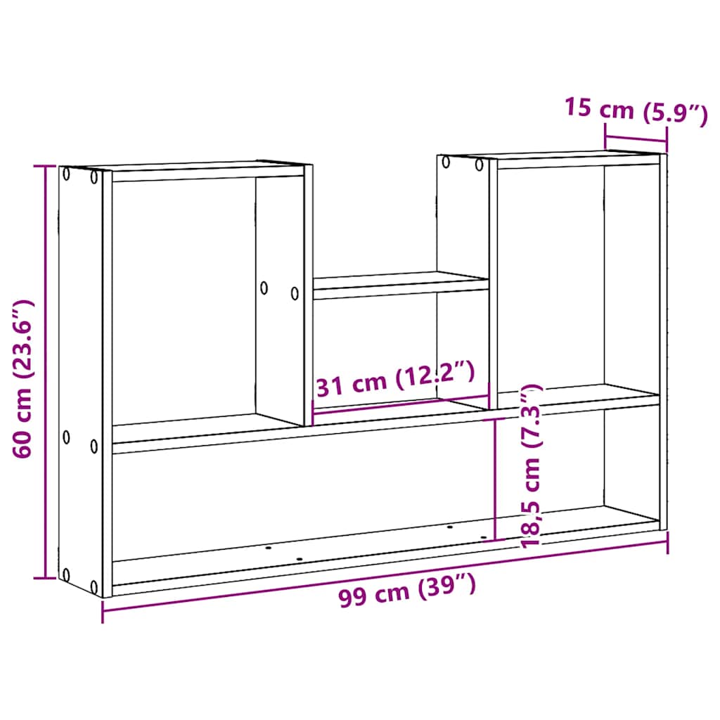 Zidna polica crna 99x15x60 cm konstruirano drvo
