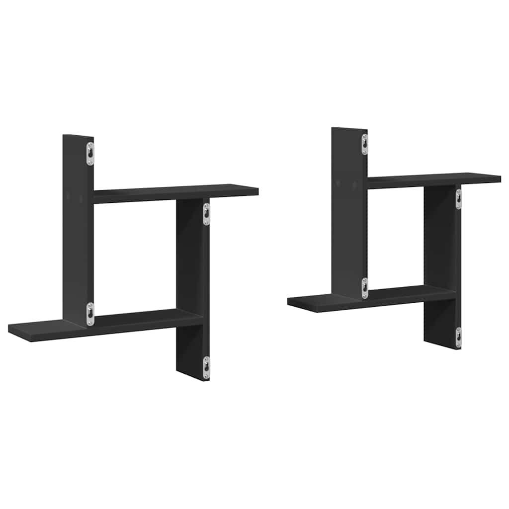 Zidne police 2 kom crne 50 x 12 x 50 cm od konstruiranog drva
