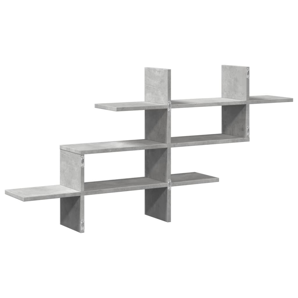 Zidna polica siva boja betona 124,5x18x60,5cm konstruirano drvo