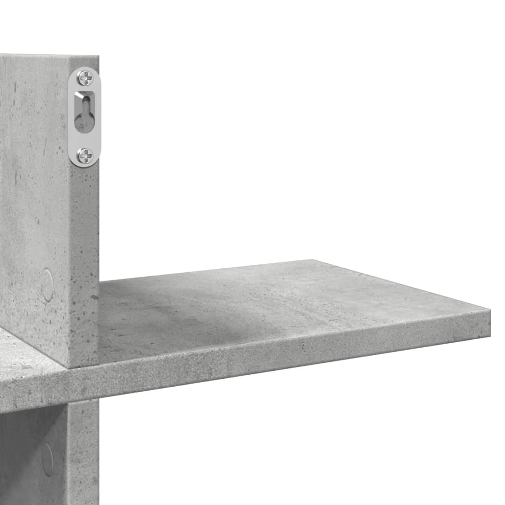 Zidna polica siva boja betona 124,5x18x60,5cm konstruirano drvo