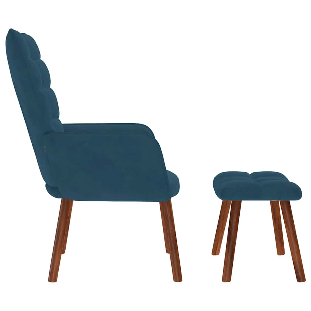 Stolica za opuštanje sa osloncem za noge plava baršunasta