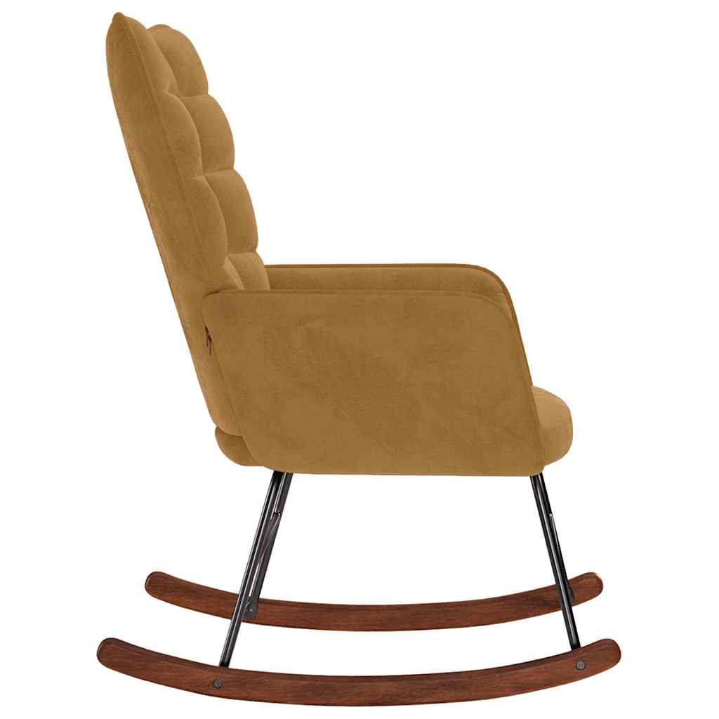 Stolica za ljuljanje smeđa baršunasta