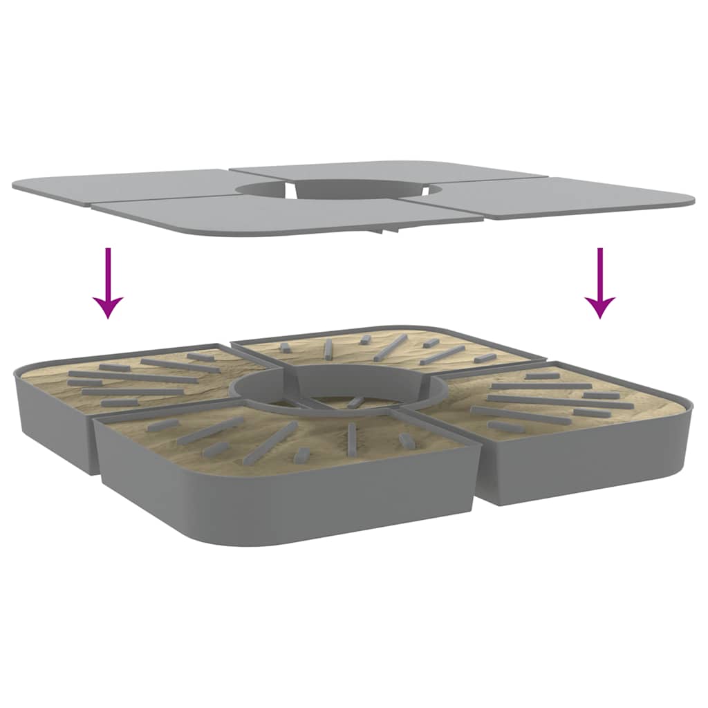 4-dijelni set suncobrana za križni suncobran 100 kg PP
