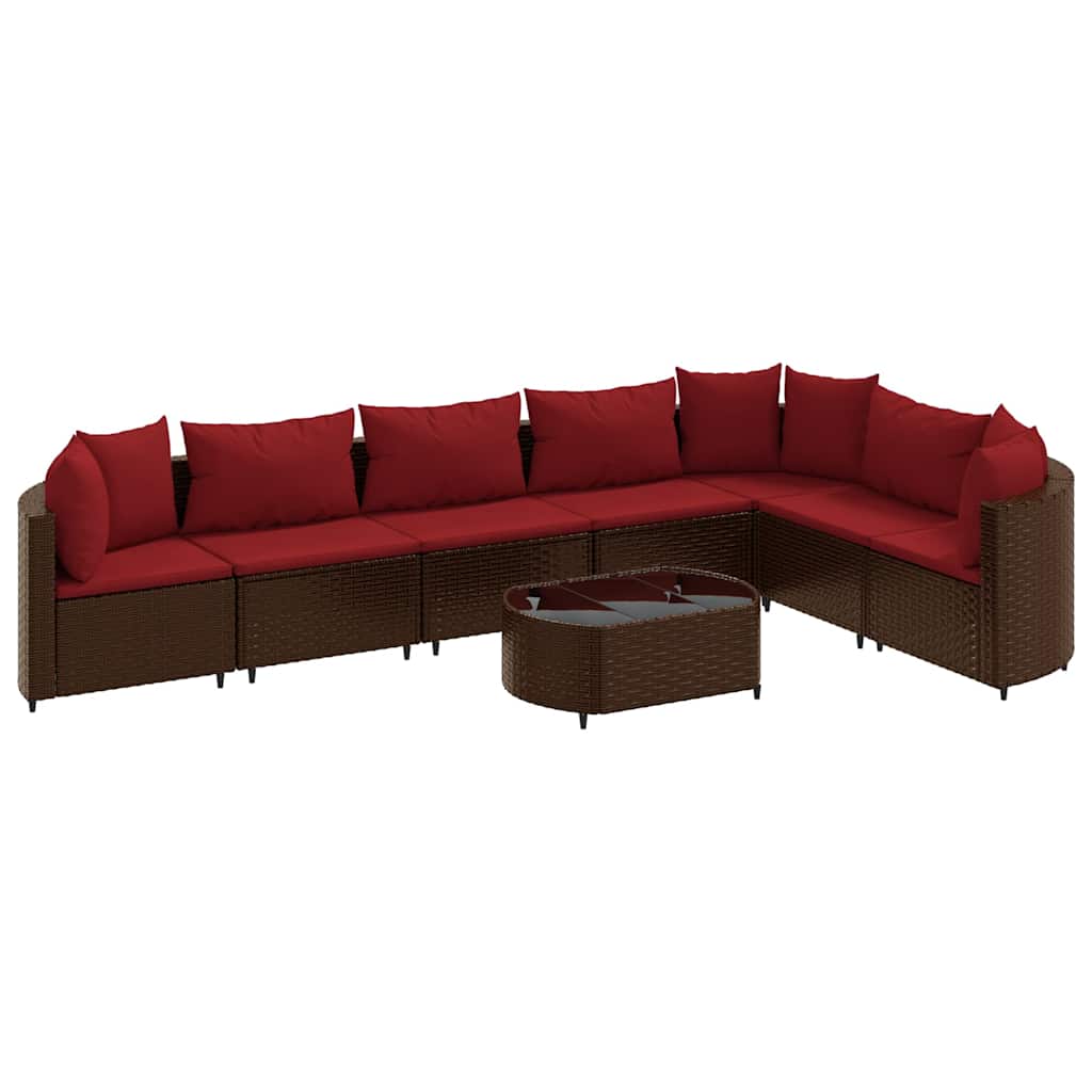 8-dijelni set vrtnih sofa s jastucima smeđi od poliratana