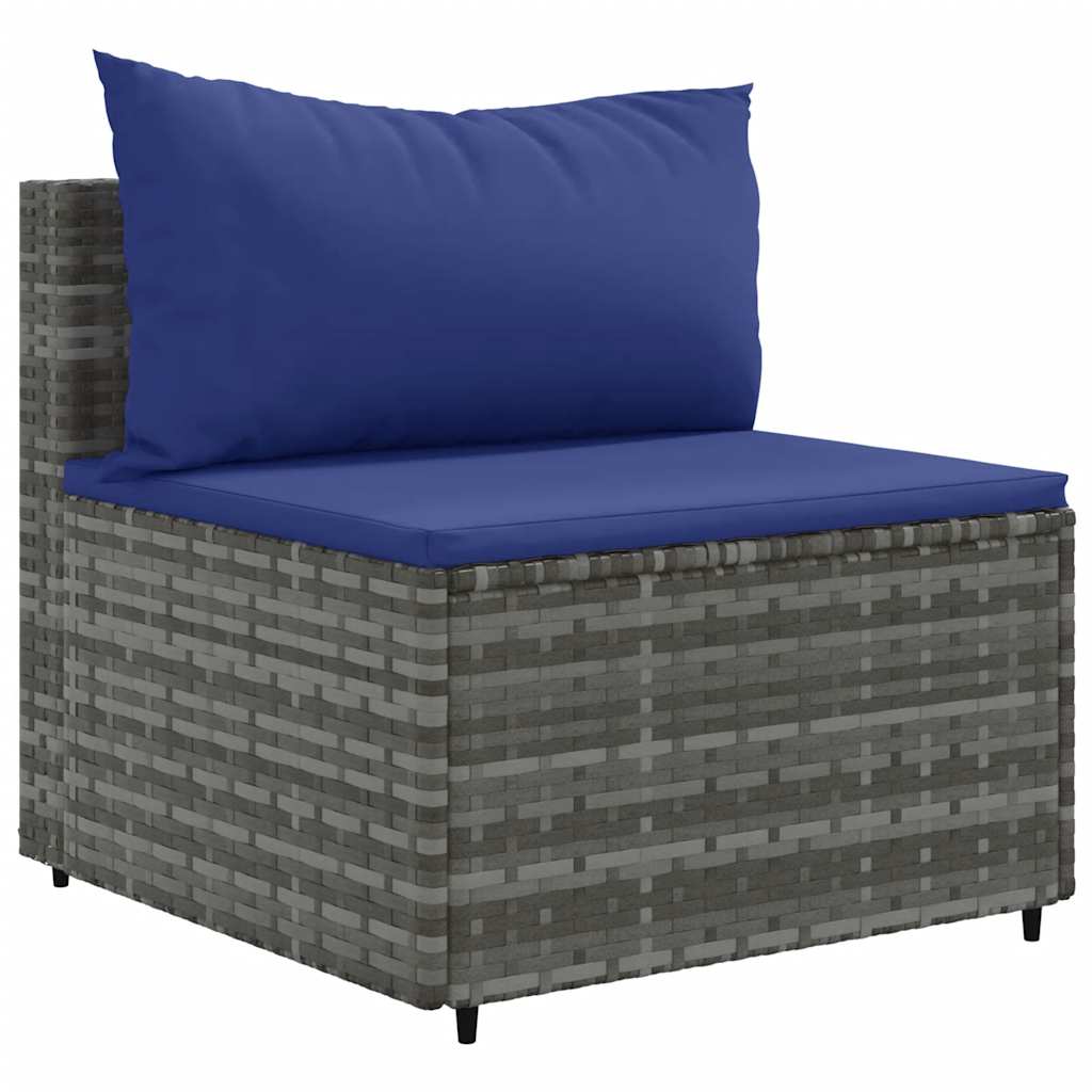 6-dijelni set vrtnih sofa od poliratana s jastucima sivi