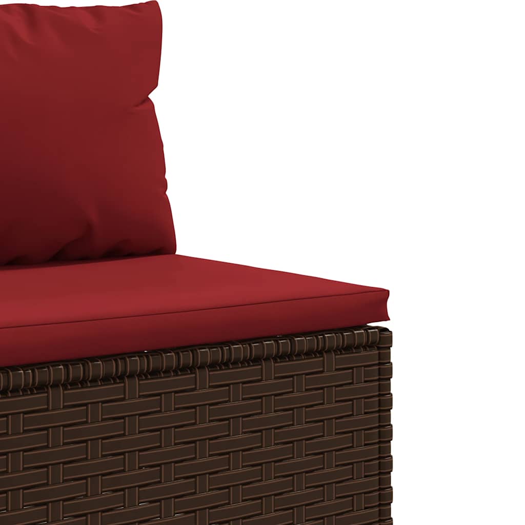 3-dijelni set vrtnih sofa s jastucima smeđi od poliratana