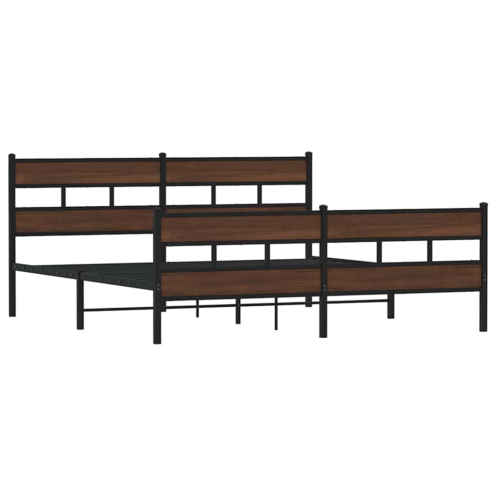 Metalni okvir kreveta bez madraca smeđa boja hrasta 183x213 cm