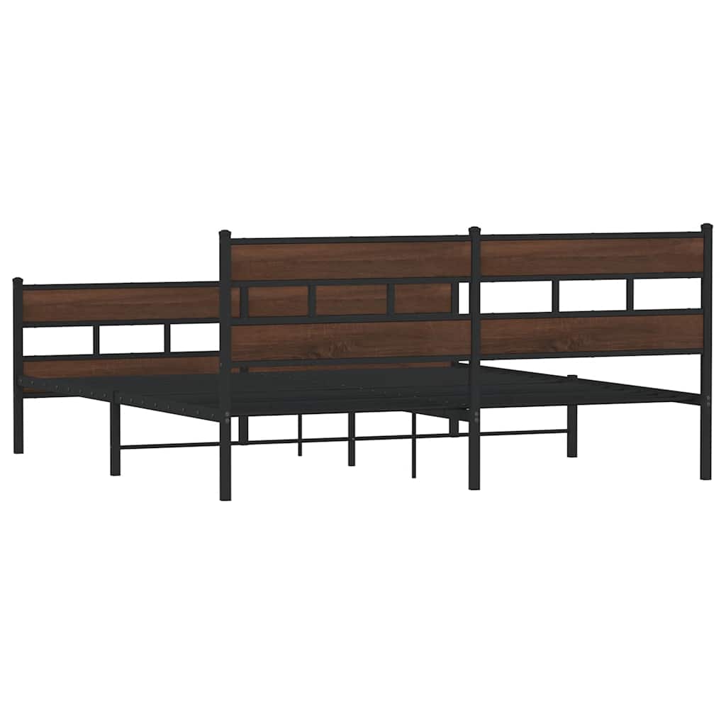 Metalni okvir kreveta bez madraca smeđa boja hrasta 183x213 cm