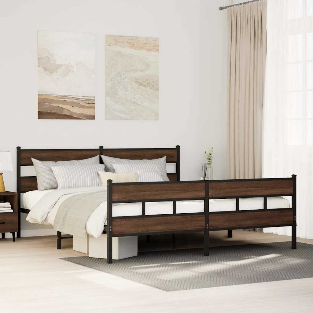 Metalni okvir kreveta bez madraca smeđa boja hrasta 183x213 cm