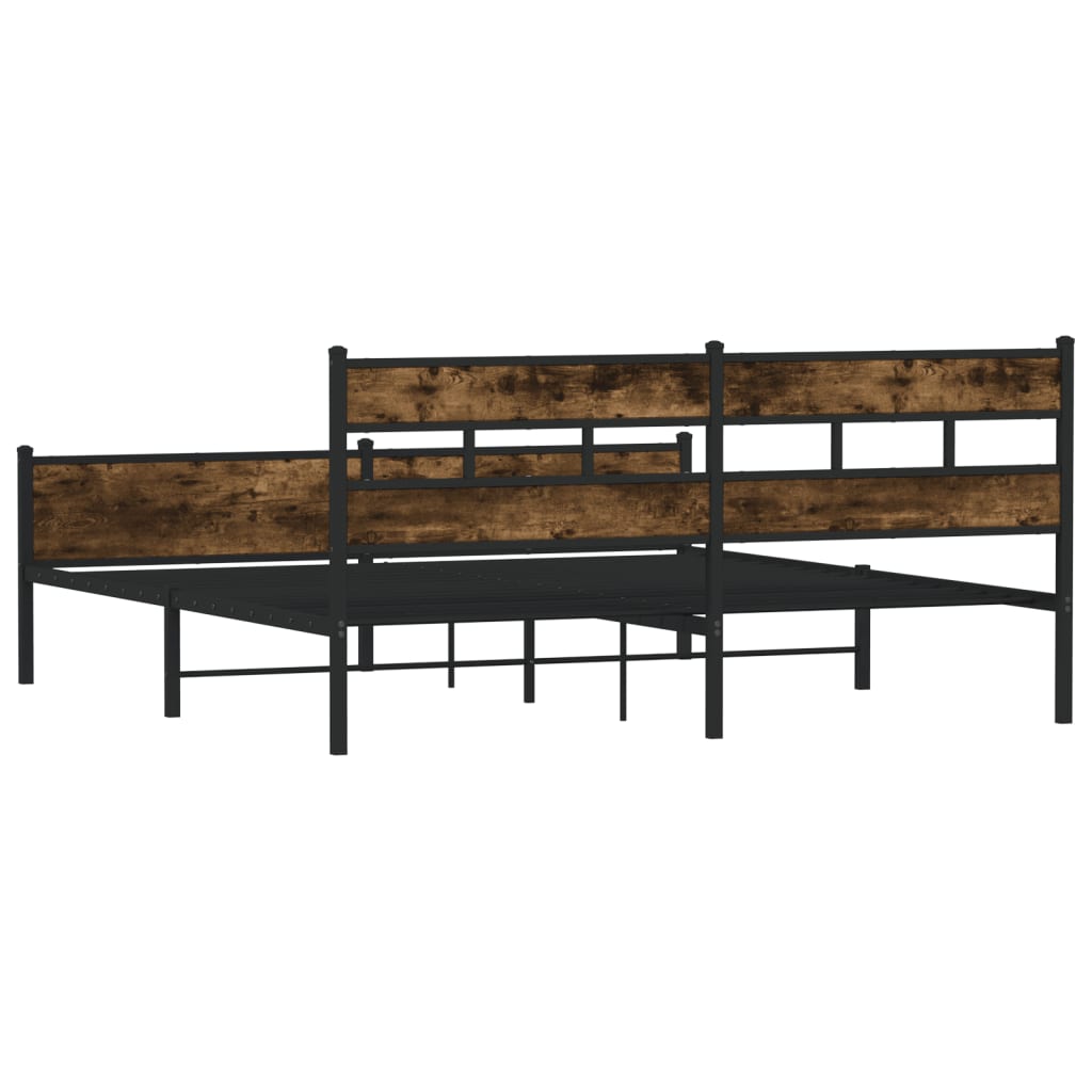 Metalni okvir kreveta bez madraca boja hrasta 200x200 cm