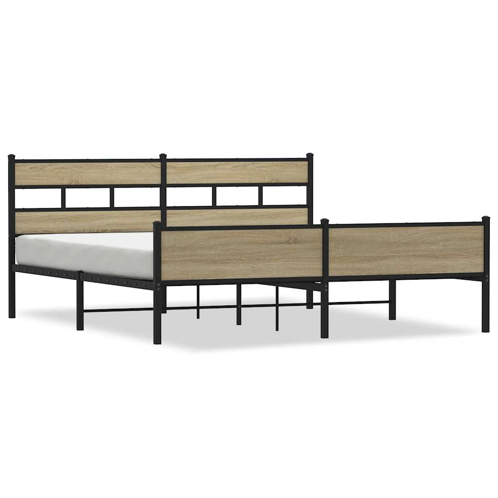 Metalni okvir kreveta bez madraca boja hrasta sonome 180x200 cm