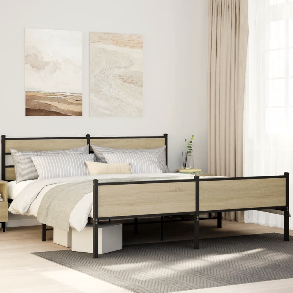 Metalni okvir kreveta bez madraca boja hrasta sonome 180x200 cm
