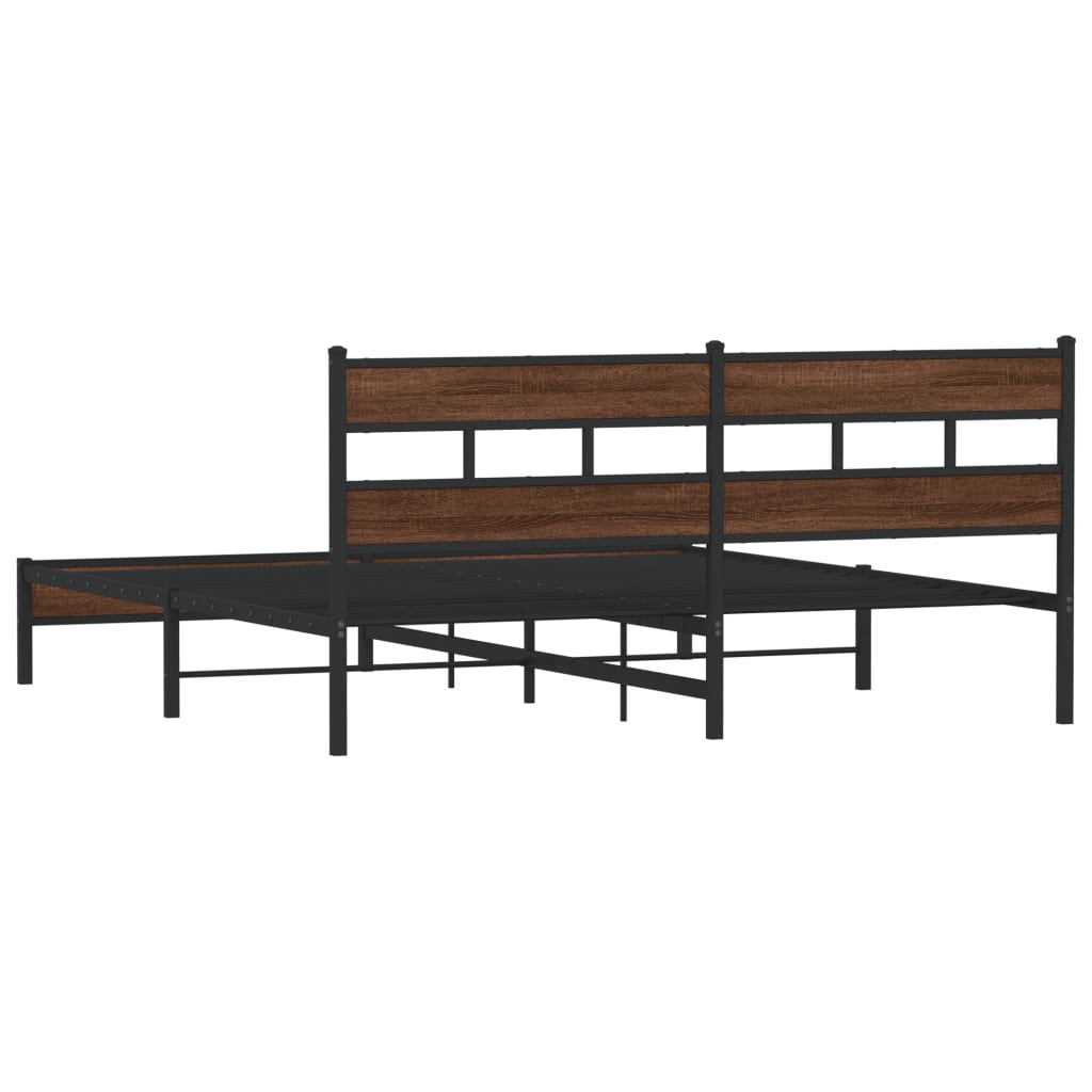 Metalni okvir kreveta bez madraca smeđa boja hrasta 183x213 cm