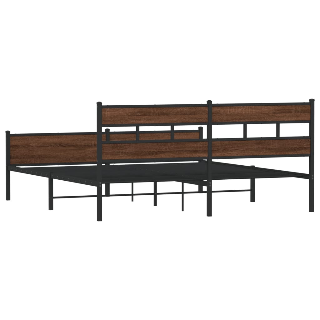 Metalni okvir kreveta bez madraca smeđa boja hrasta 180x200 cm