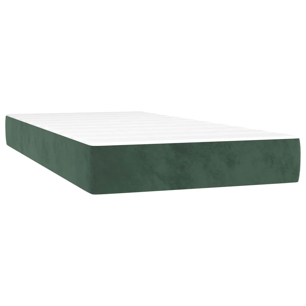 Madrac s oprugama srednje tvrdoće tamnozeleni 80 x 210 x 20 cm baršunasti