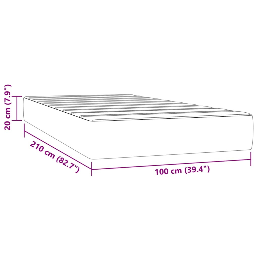 Madrac s oprugama srednje tvrdoće tamnozeleni 100x210x20 cm baršunasti