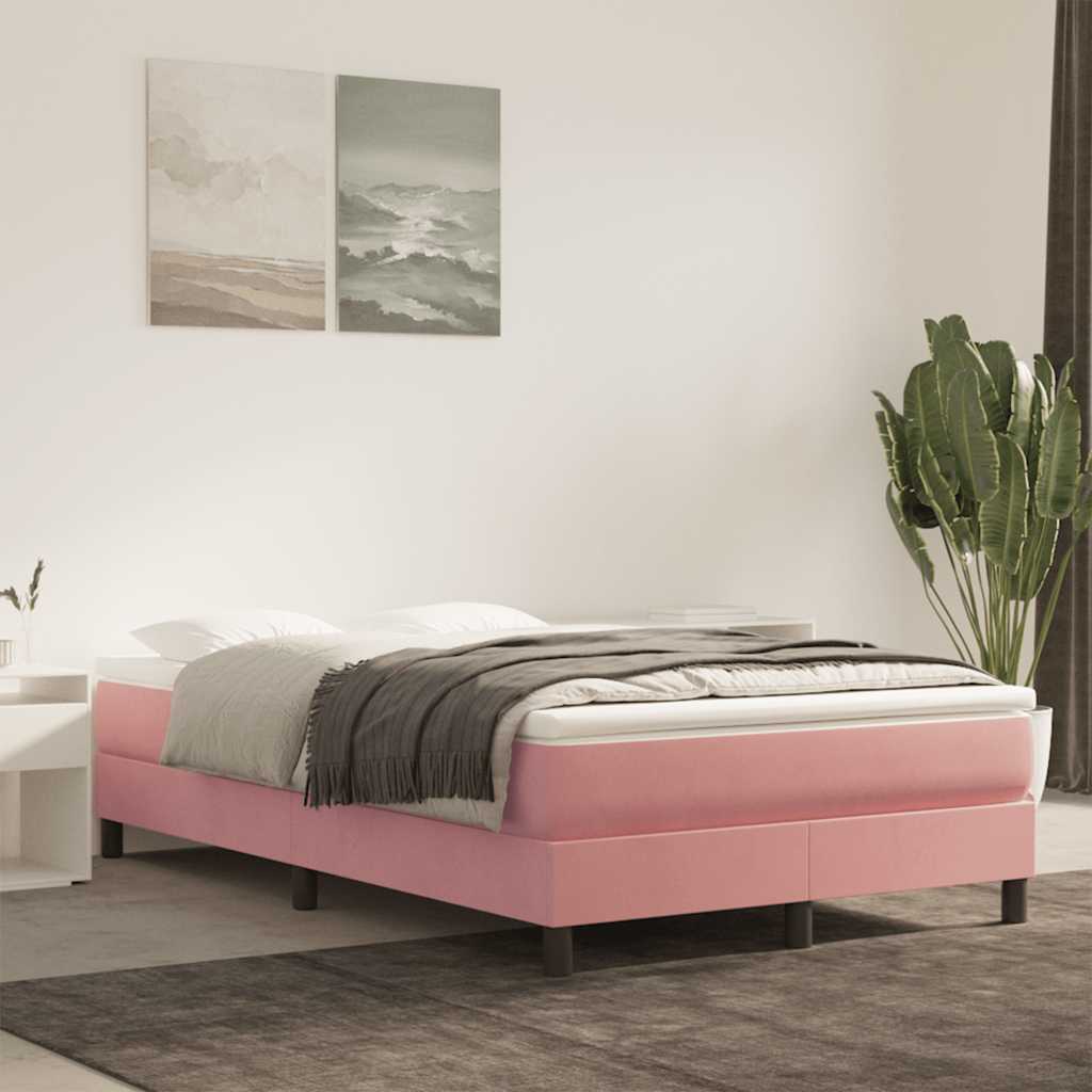 Madrac s džepičastim oprugama srednje tvrdoće rozi 120x210x20 cm baršunasti