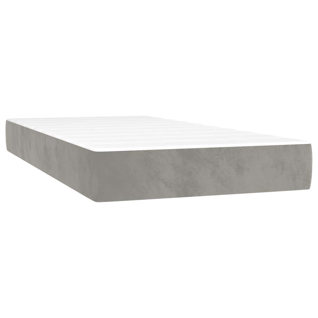 Madrac s oprugama srednje tvrdoće svjetlosivi 80x220x20 cm baršunasti