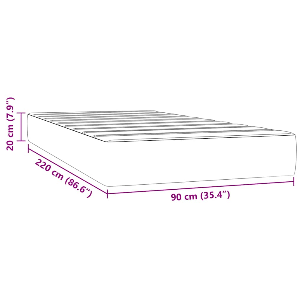 Madrac s džepičastim oprugama srednje tvrdoće rozi 90x220x20 cm baršunasti