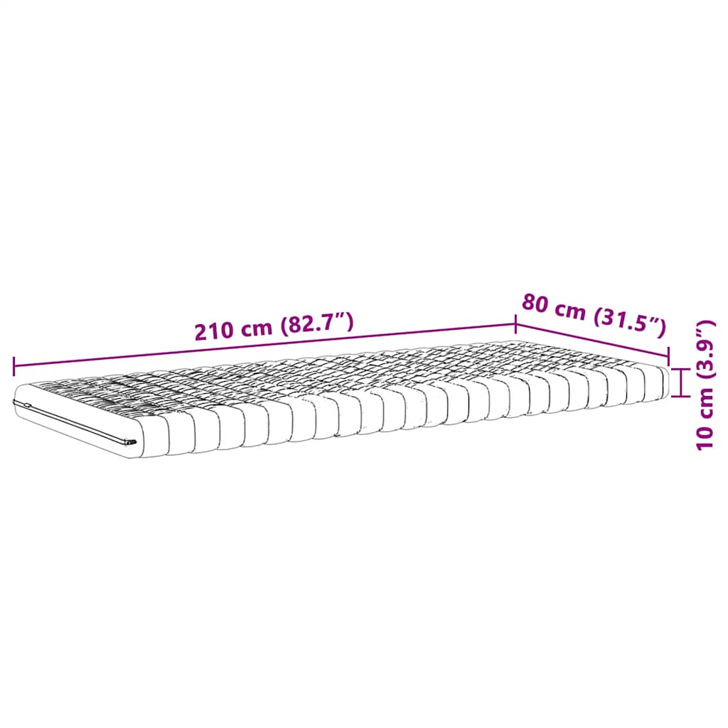 Madrac od pjene bijeli 80 x 210 cm 7 zona tvrdoća 20 ILD