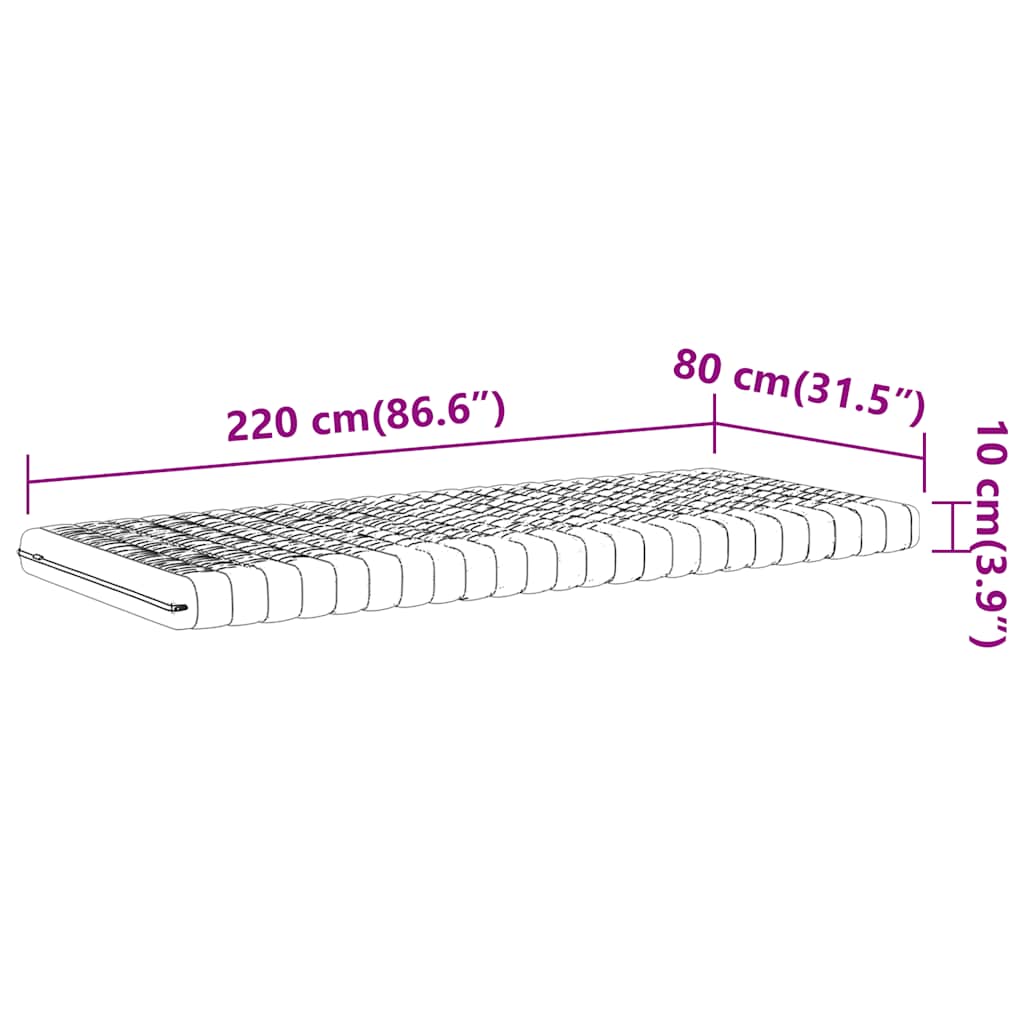 Madrac od pjene bijeli 80x220 cm 7 zona tvrdoća 20 ILD