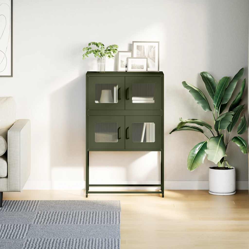 Visoka ploča maslinasto zelena 68x39x107 cm čelik