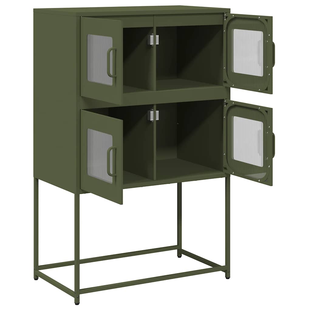 Visoka ploča maslinasto zelena 68x39x107 cm čelik