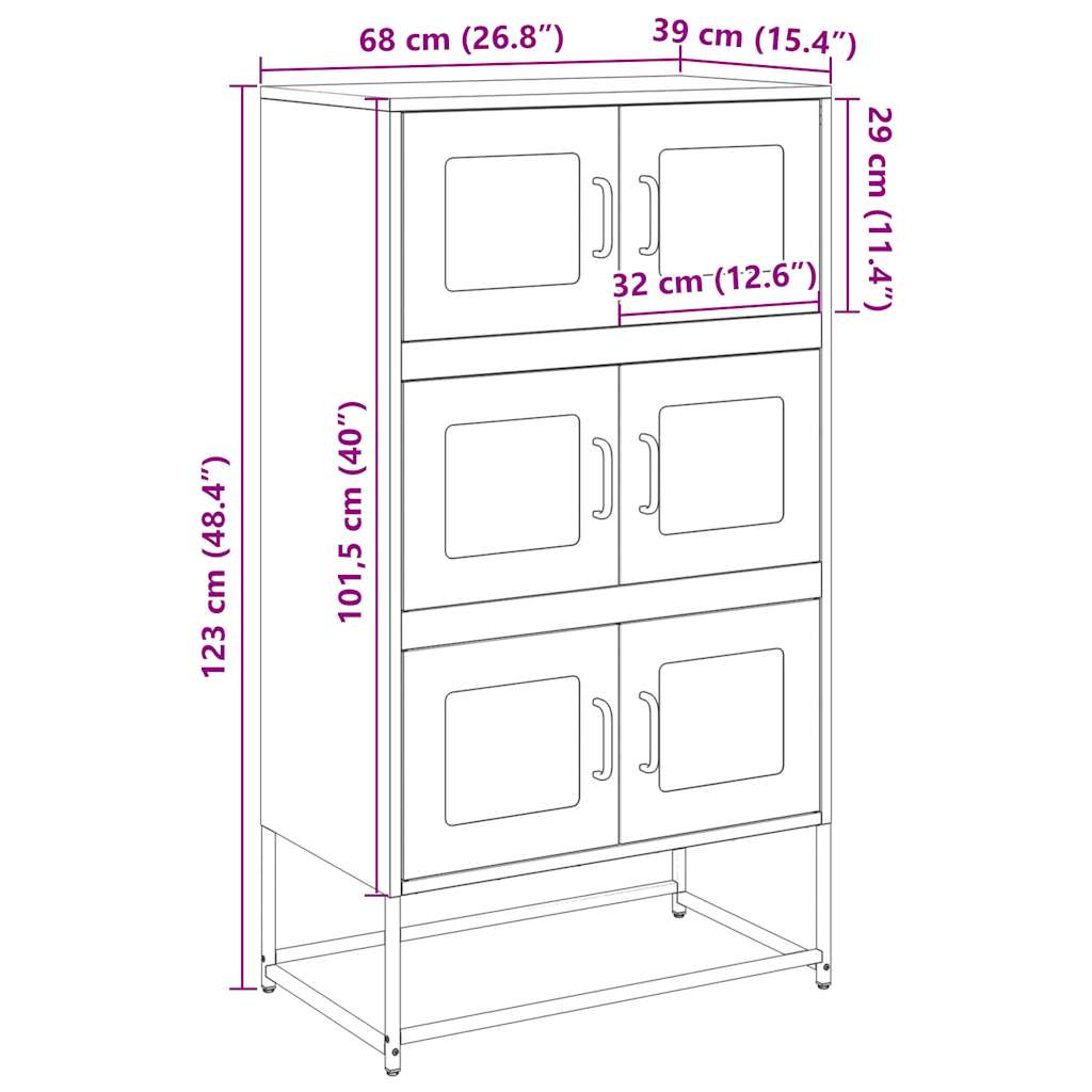 Visoka ploča crna 68x39x123 cm čelik