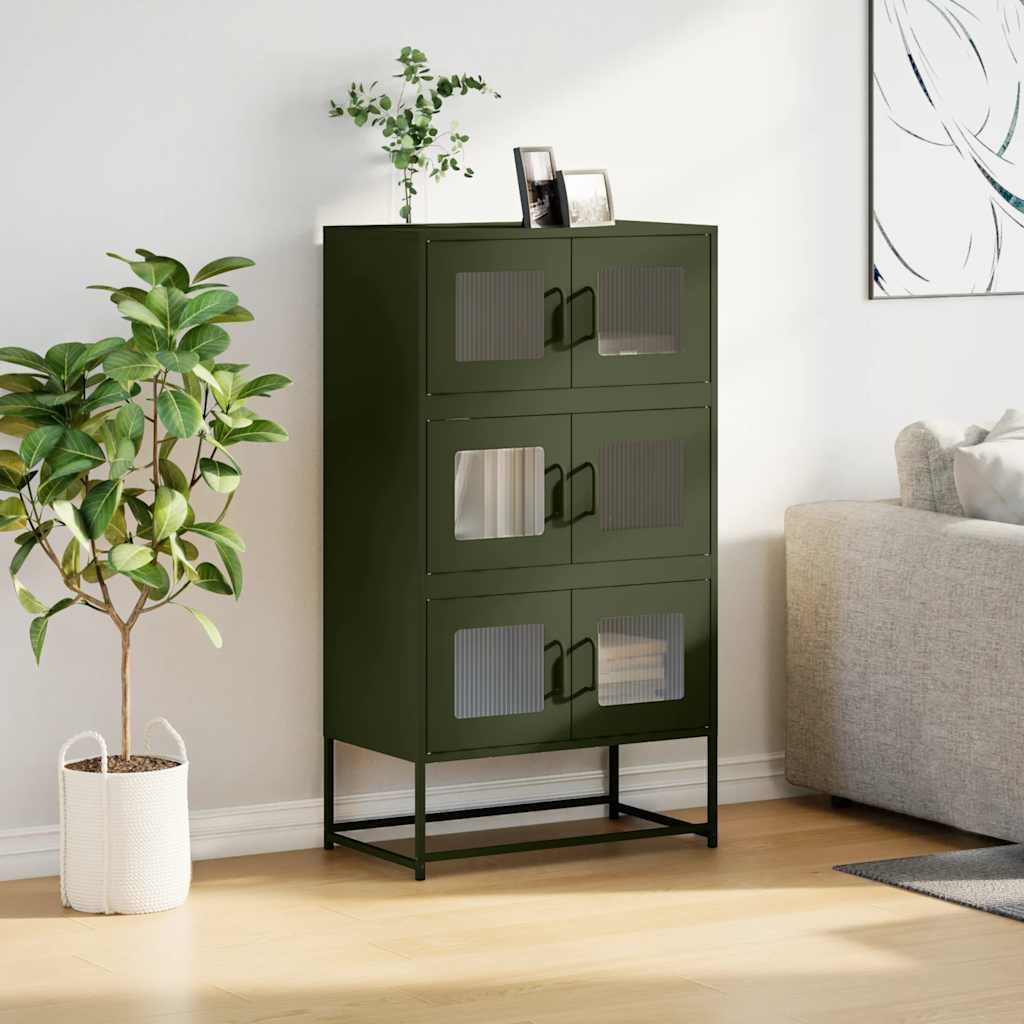 Visoka ploča maslinasto zelena 68x39x123 cm čelik