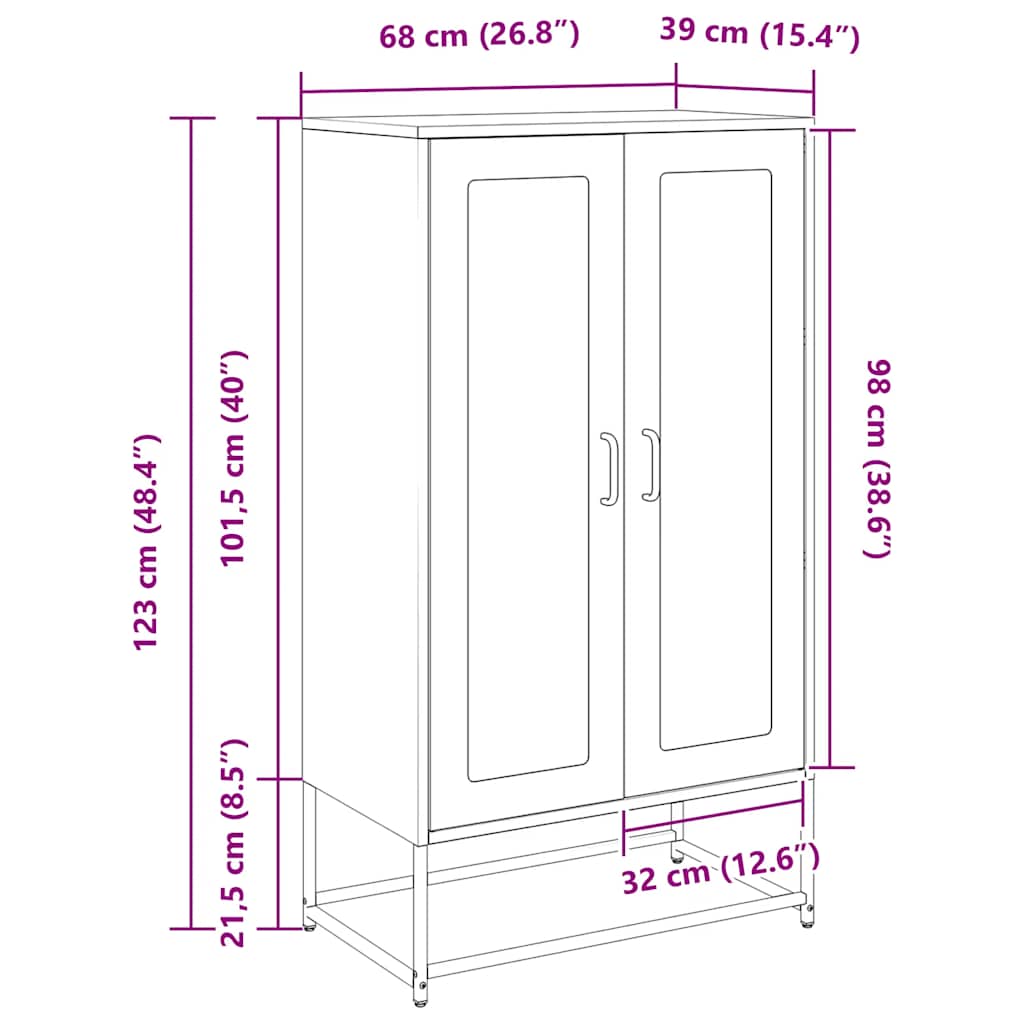 Visoka ploča antracit 68x39x123 cm čelik