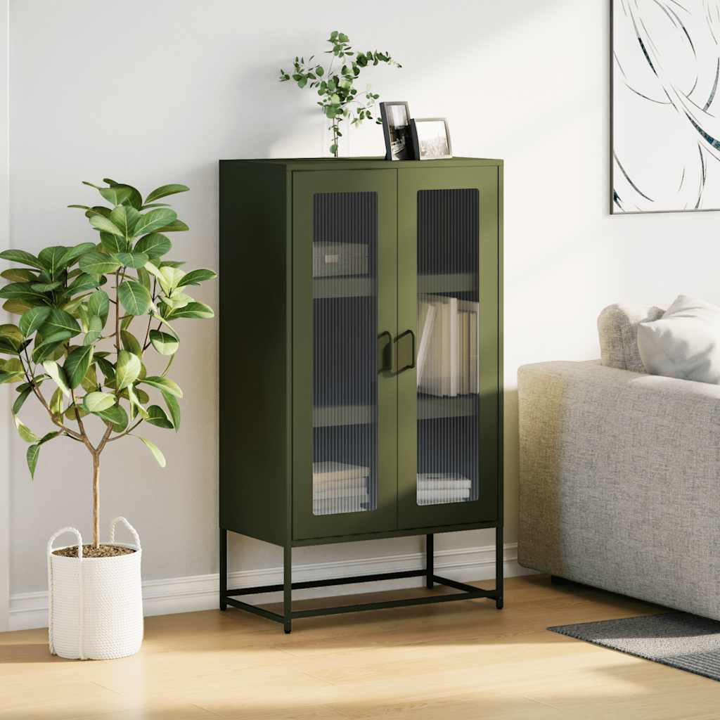 Visoka ploča maslinasto zelena 68x39x123 cm čelik
