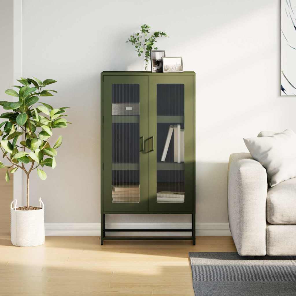 Visoka ploča maslinasto zelena 68x39x123 cm čelik
