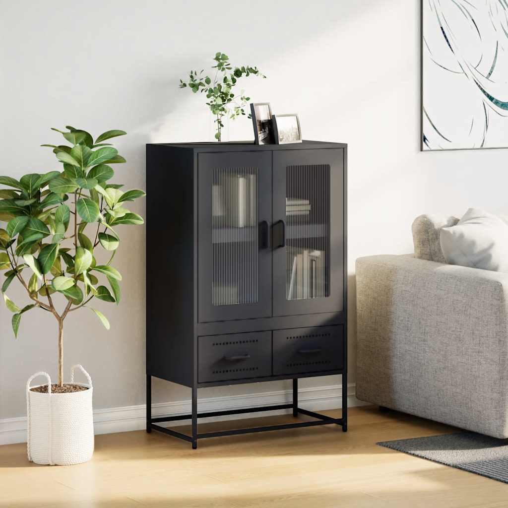 Visoka komoda crna 68x39x111,5 cm od čelika