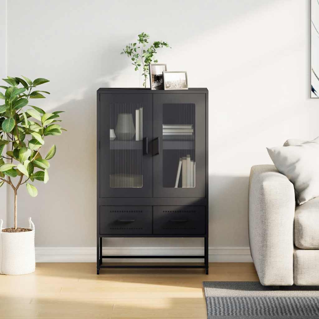 Visoka komoda crna 68x39x111,5 cm od čelika
