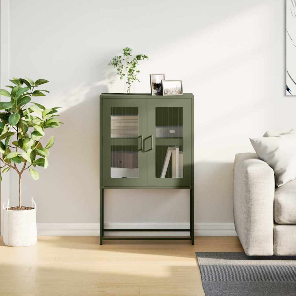 Visoka ploča maslinasto zelena 68x39x107 cm čelik
