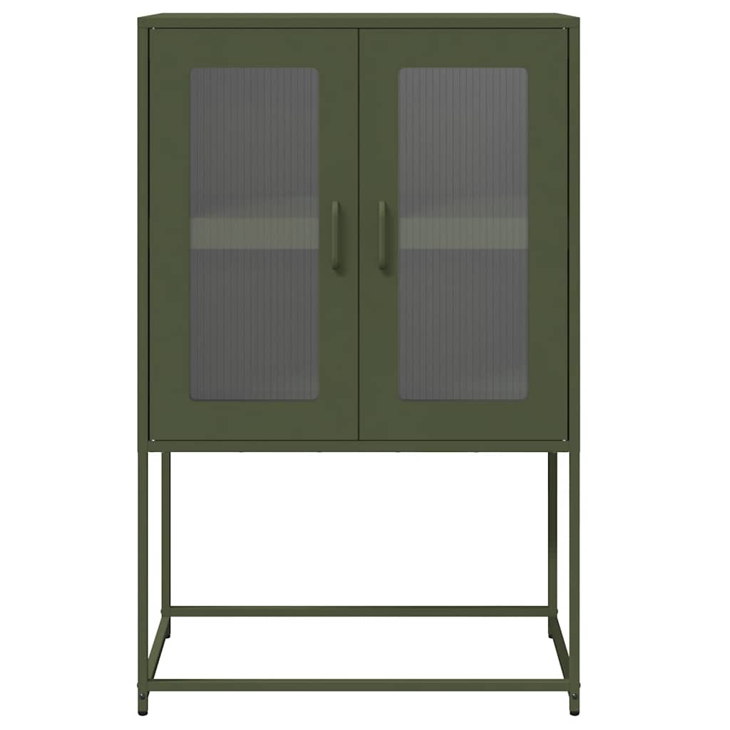 Visoka ploča maslinasto zelena 68x39x107 cm čelik