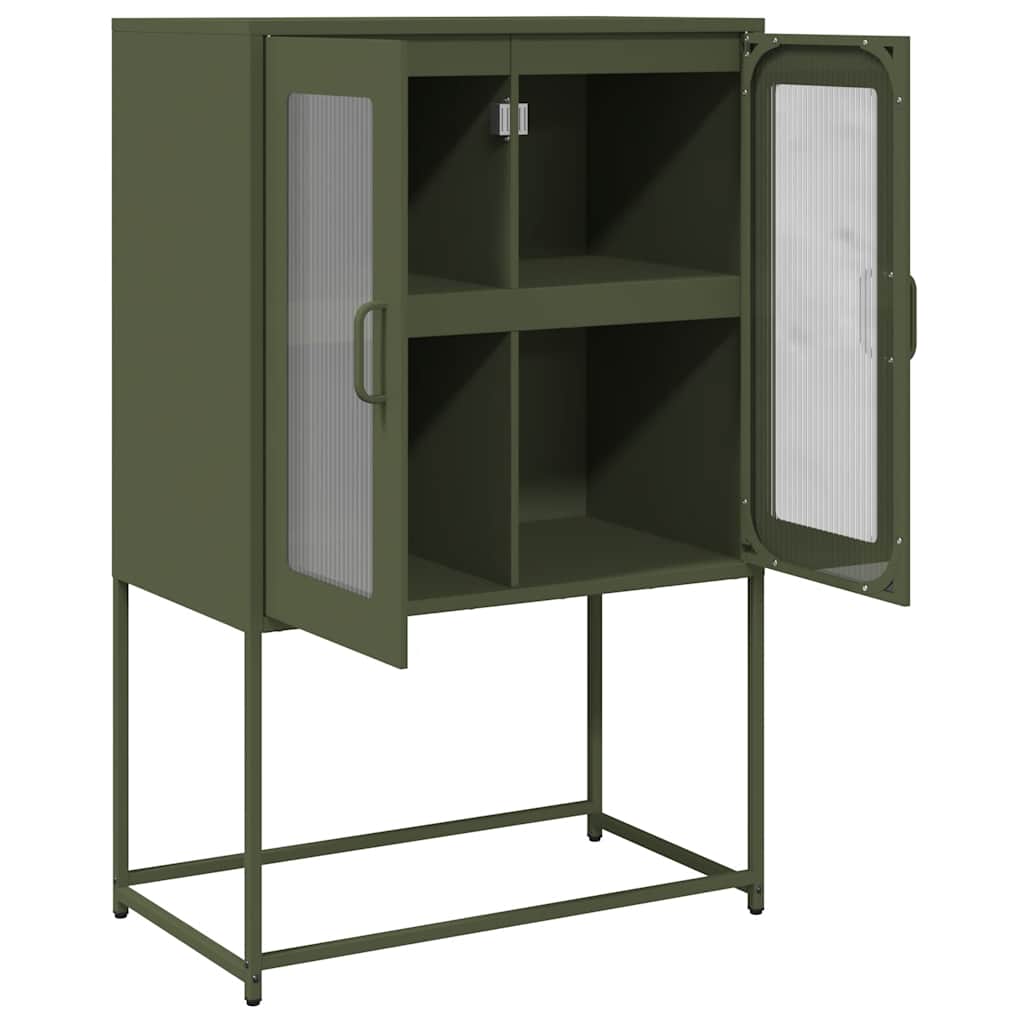 Visoka ploča maslinasto zelena 68x39x107 cm čelik