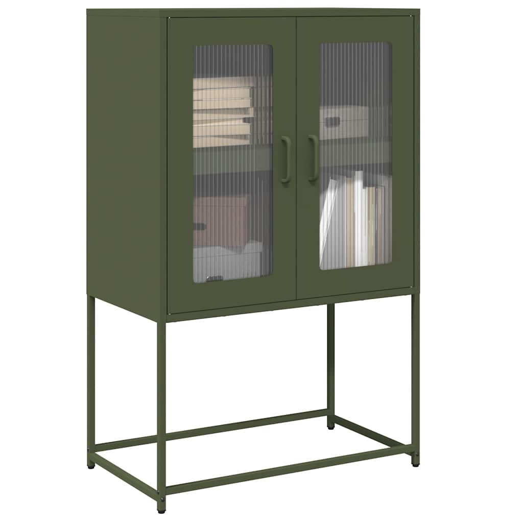 Visoka ploča maslinasto zelena 68x39x107 cm čelik
