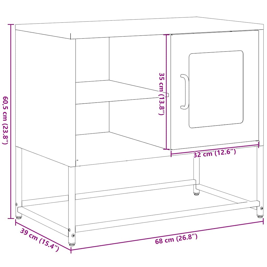 TV ormarić crni 68x39x60,5 cm čelični