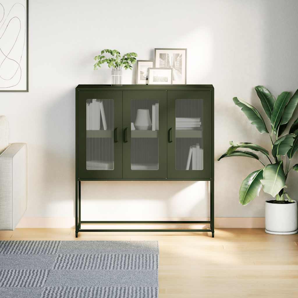 Komoda maslinastozelena 100,5x39x107 cm hladno valjani čelik