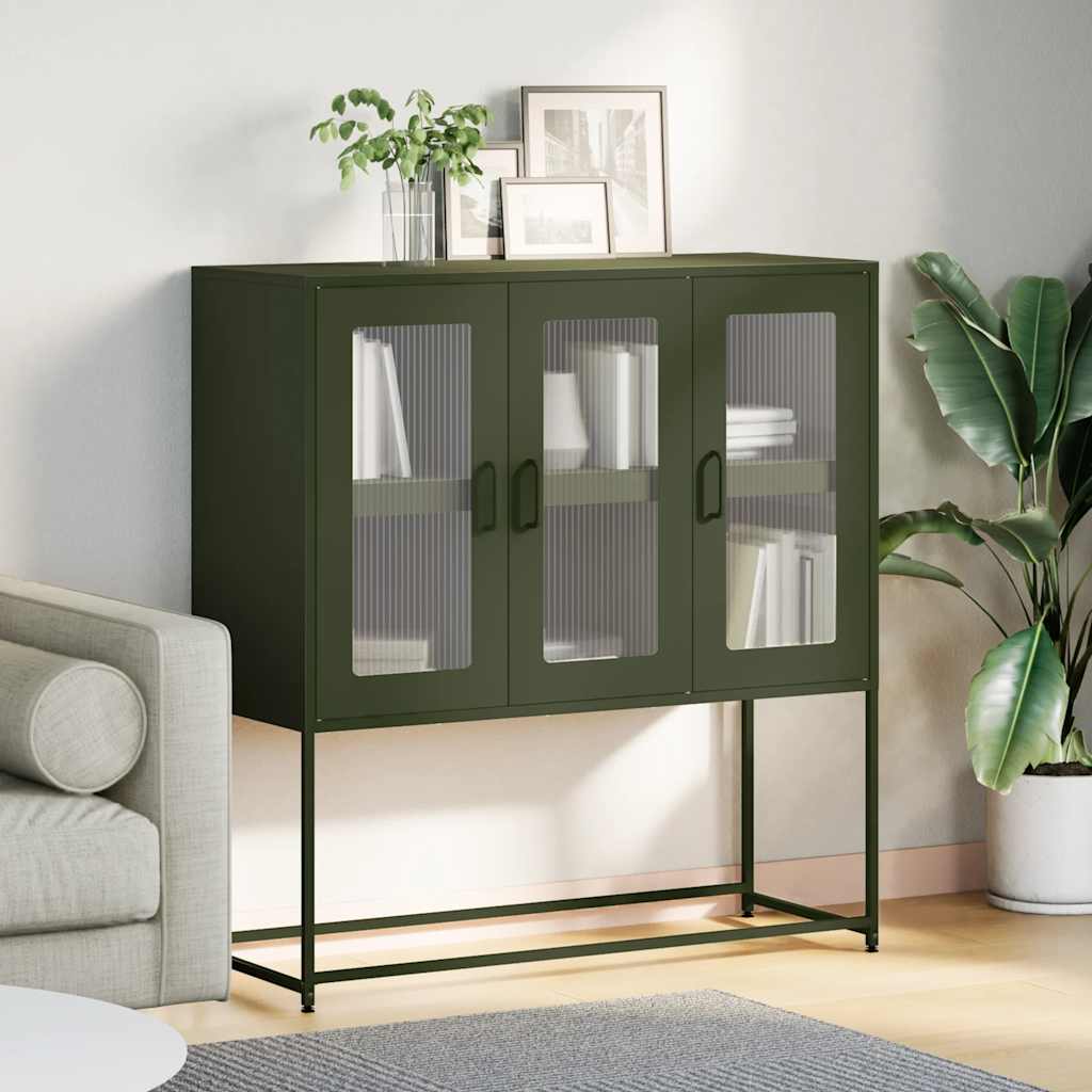 Komoda maslinastozelena 100,5x39x107 cm hladno valjani čelik