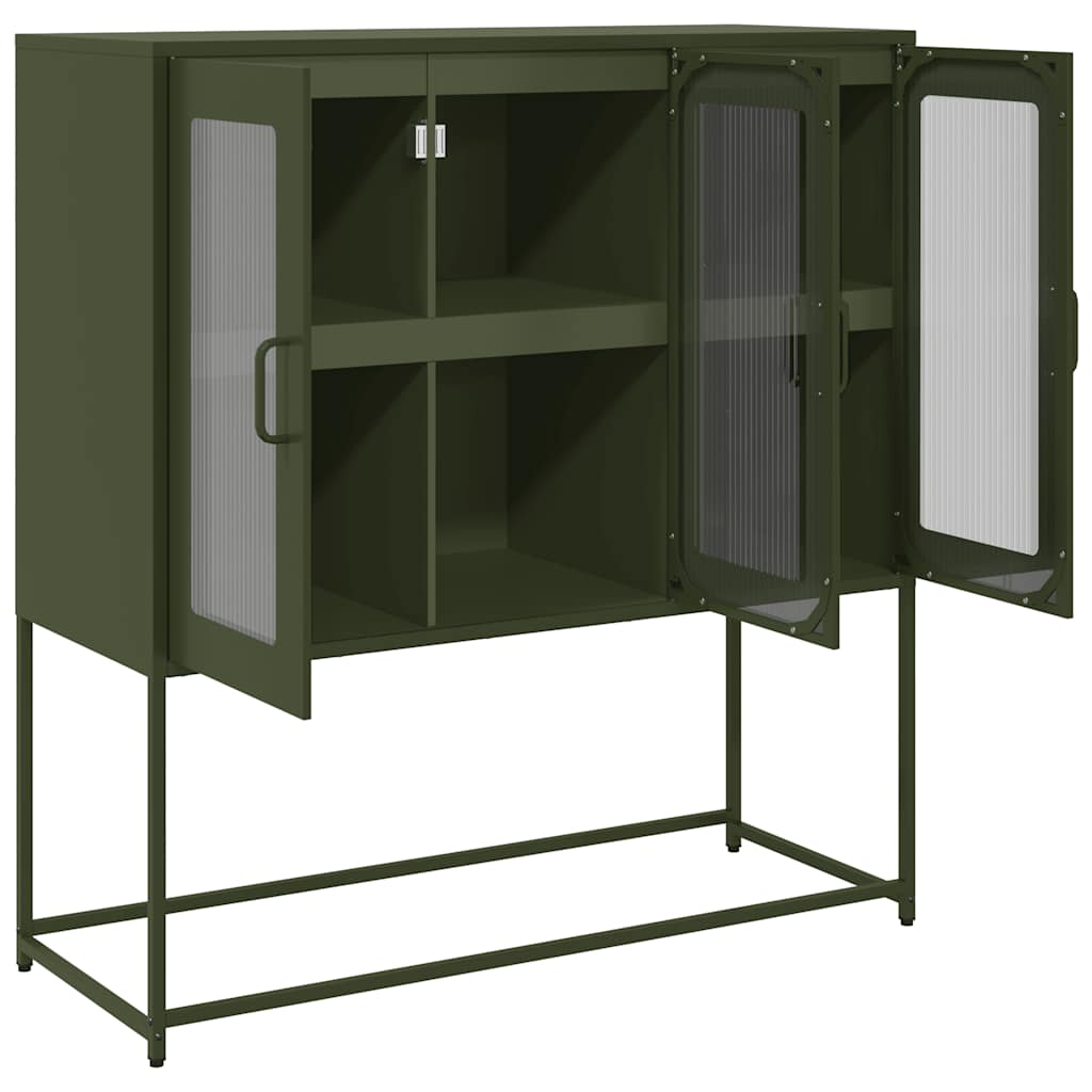 Komoda maslinastozelena 100,5x39x107 cm hladno valjani čelik