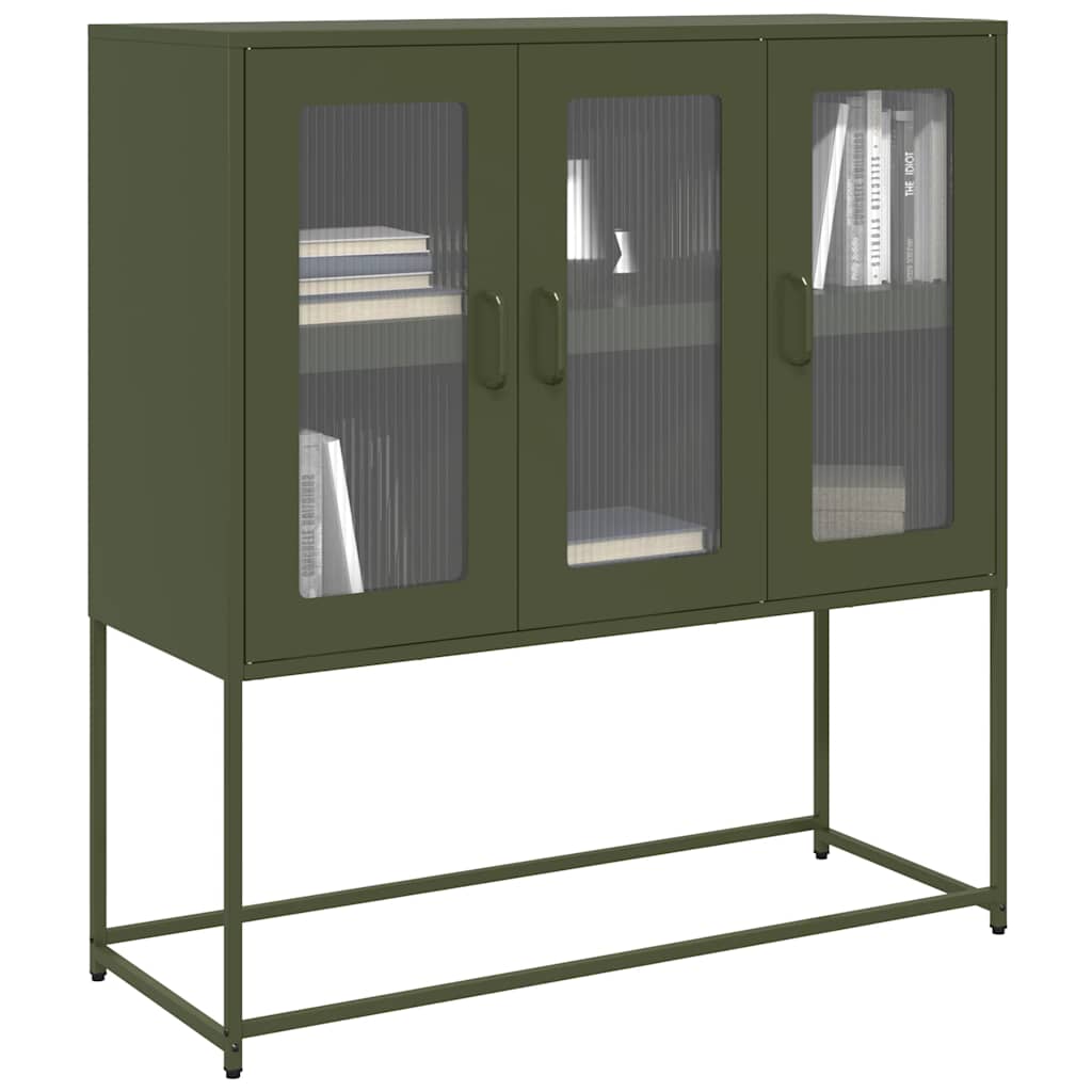 Komoda maslinastozelena 100,5x39x107 cm hladno valjani čelik