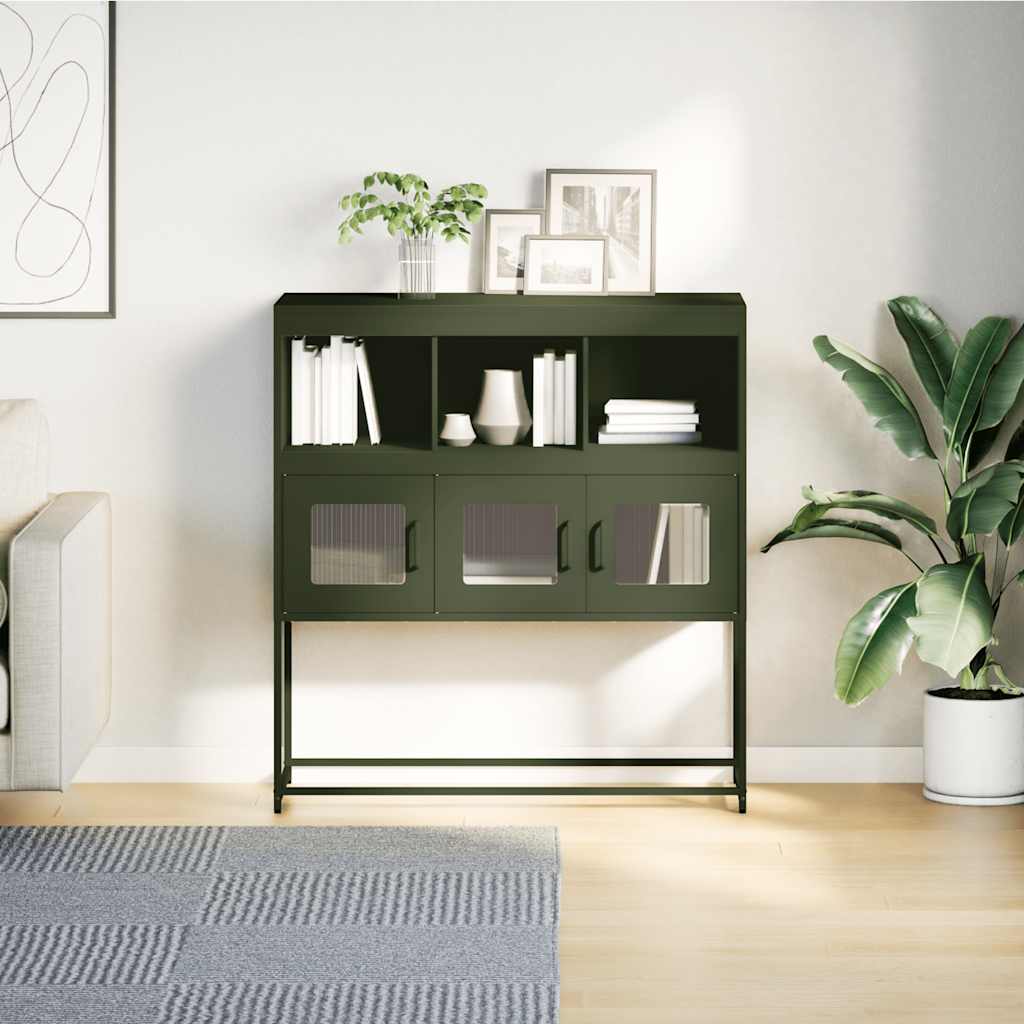 Komoda maslinastozelena 100,5x39x107 cm hladno valjani čelik