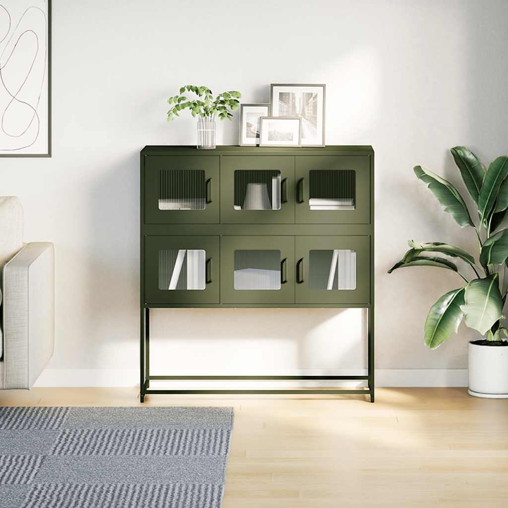 Komoda maslinastozelena 100,5x39x107 cm hladno valjani čelik