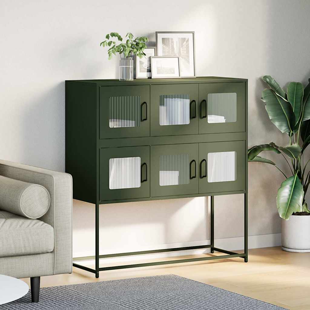 Komoda maslinastozelena 100,5x39x107 cm hladno valjani čelik
