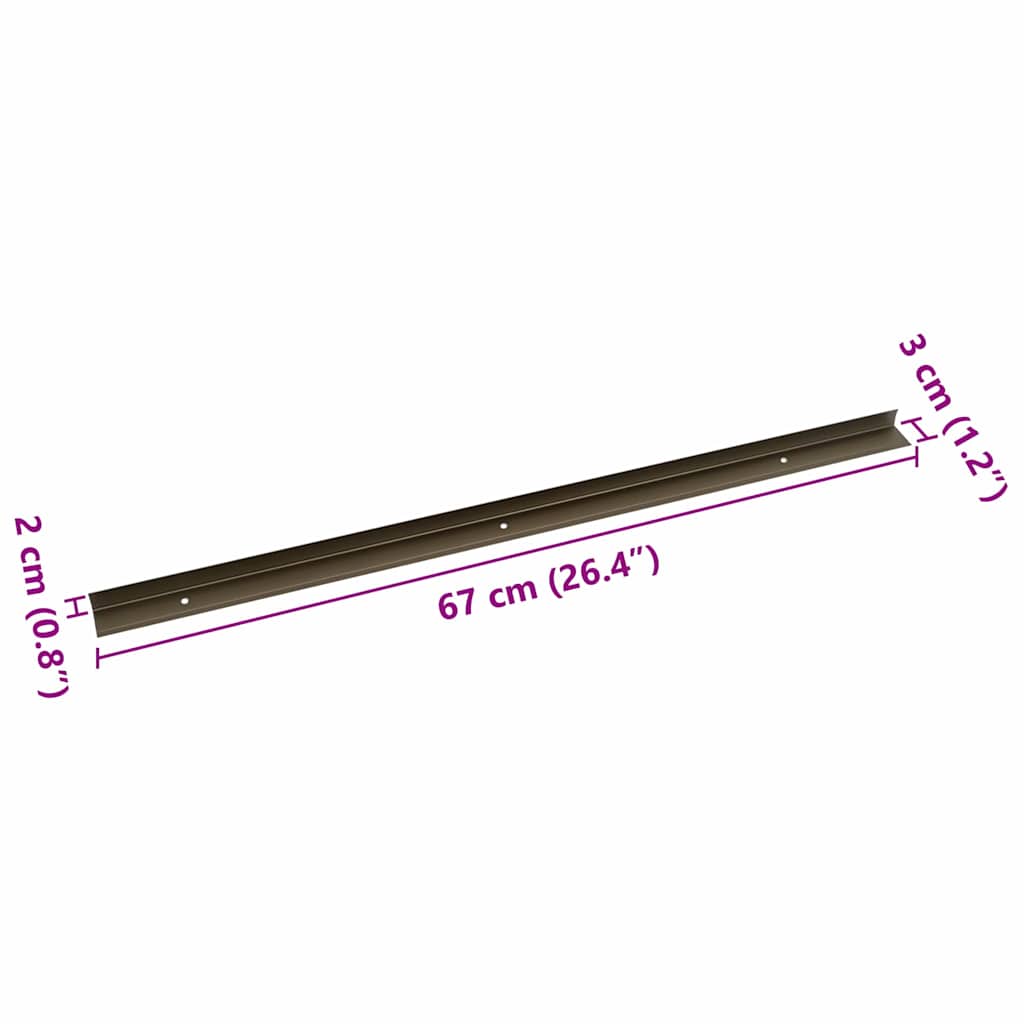 Profili za rubove stepenica 10 pcs Smeđa 67 x 3 x 2 cm Aluminij