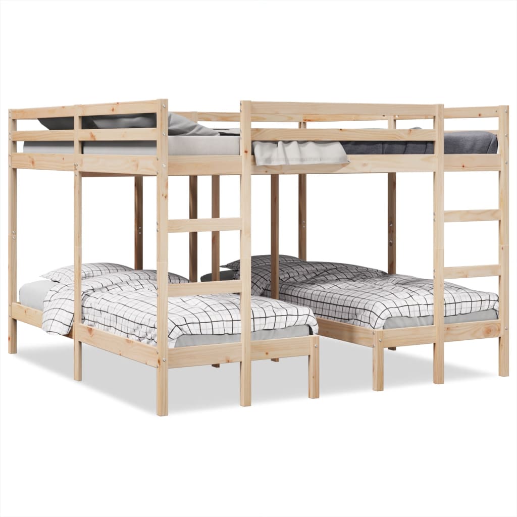 Trostruki okvir kreveta na kat 200x200/80x200 cm od borovine