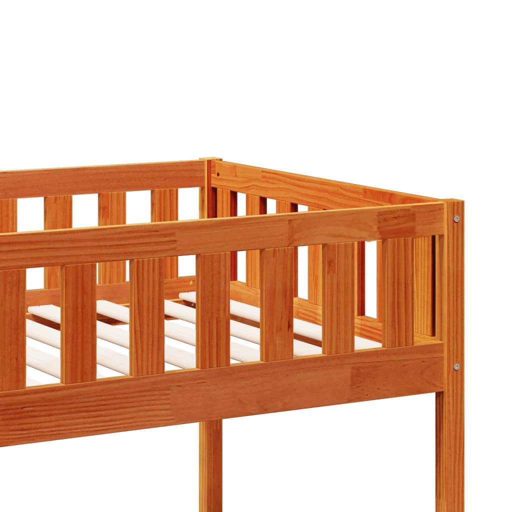 Krevet na kat voštano smeđi 90x200 cm od masivne borovine